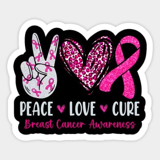 Peace Love Cure Shirt Pink Ribbon Breast Cancer Awareness Sticker